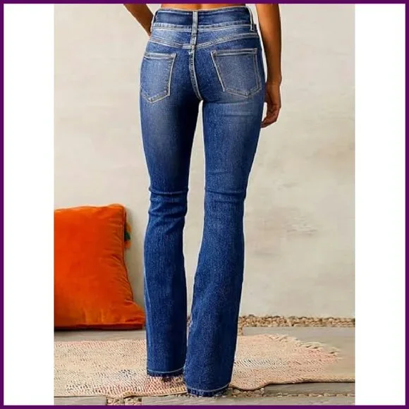 High Waisted Flare Jeans Retro Stretch Bootcut Denim Pants